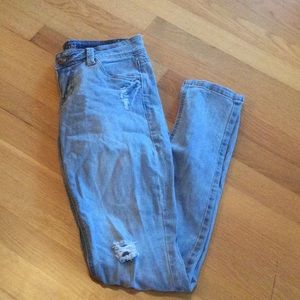 hart denim distressed light wash skinny jeans